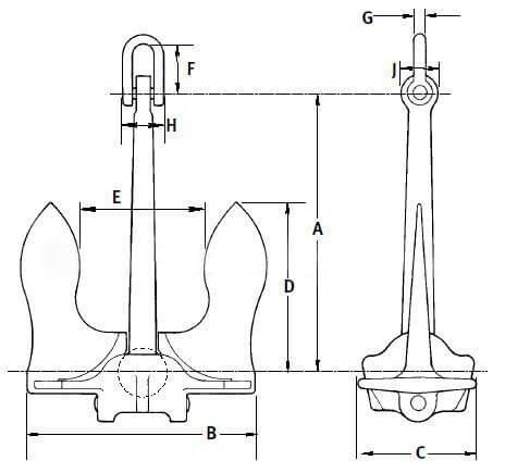 Stockless Anchor drawings
